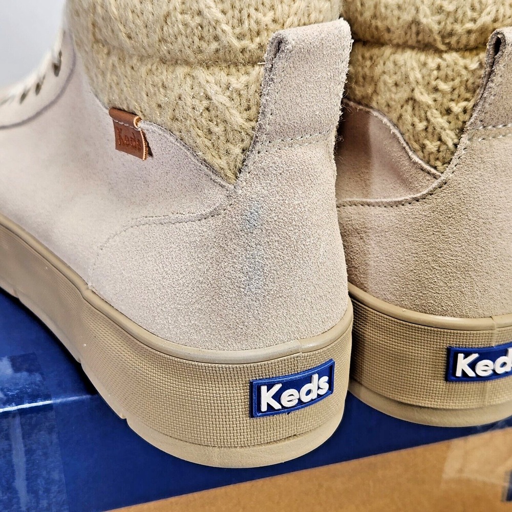 Keds Tahoe Suede Cable Knit Oat Womens Platform Sneakers WH67349 Size 11 - Picture 8 of 8